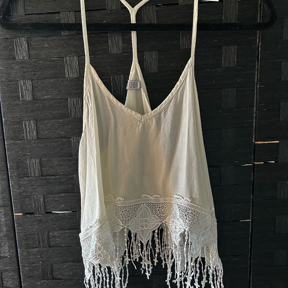 Tobi Cream Textured Tank Top